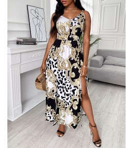 Scarf Cheetah Print High S t Maxi Dress