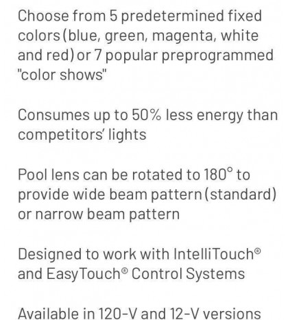 Pentair 640120 IntelliBrite 5g Color Spa Light, 30-Feet, 120-Volt