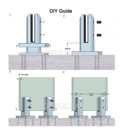 4PCS 2205 Stainless Steel Glass Pool Fence Deck Spigots Balustrade Fence Square