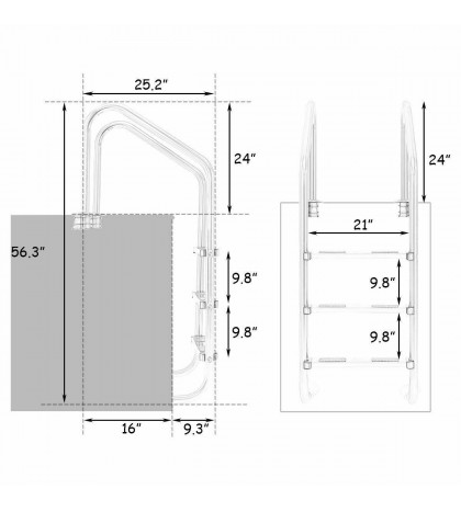 3 Step Stainless Steel In-Ground Swimming Pool Ladder With Easy Mount Legs