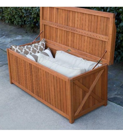 Belham Living Brighton 48 in. Outdoor Storage Deck Box with Cushion - Natural