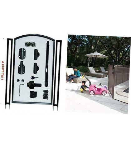 Life Saver Pool Fence GATE48BA-DIYc Pool Fence DIY Self-Closing Gate, Black