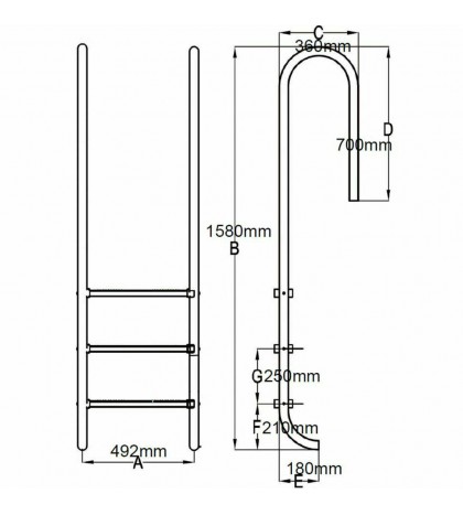 Stainless Steel In-Pool Ladder 3  G4U2