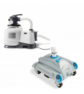 Intex 2800 GPH Above Ground Pool Sand Filter Pump and Automatic Pool Vacuum