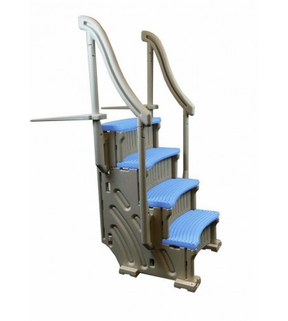 Confer Curve Above Ground Swimming Pool Steps with Blue Treads