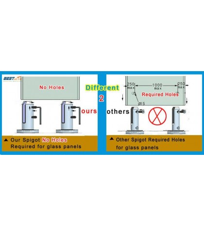 6X Satin Polish Duplex 2205 Stainless Steel Glass Spigot Swimming Pool Fence