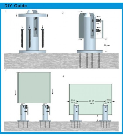 6X Satin Polish Duplex 2205 Stainless Steel Glass Spigot Swimming Pool Fence