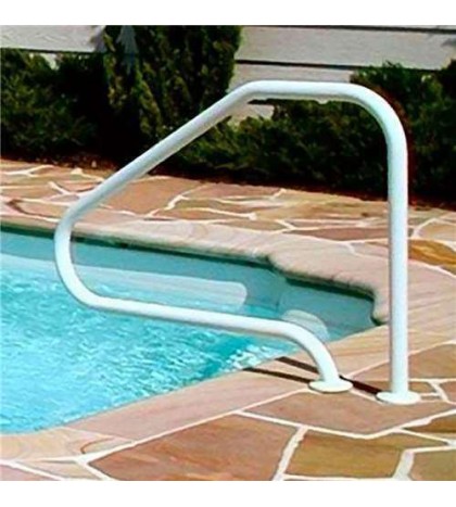 White Rustproof 4-bend Return-to-deck Swim. Pool Rail