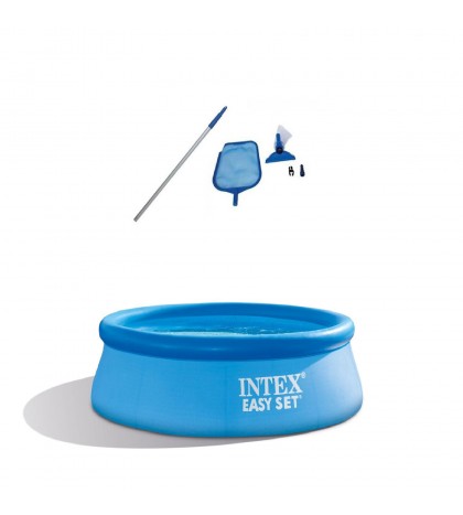 Intex Clean Kit w/ Vacuum Skimmer w/ Intex 8Ft x 30In Inflatable Swimming Pool