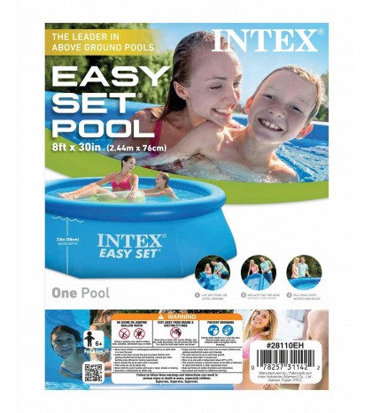 Intex Clean Kit w/ Vacuum Skimmer w/ Intex 8Ft x 30In Inflatable Swimming Pool