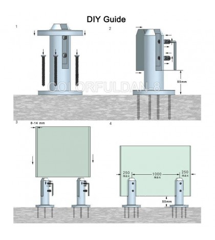 4PCS 2205 Stainless Steel Glass Brackets Spigot for Pool Fence Balustrade Clamps