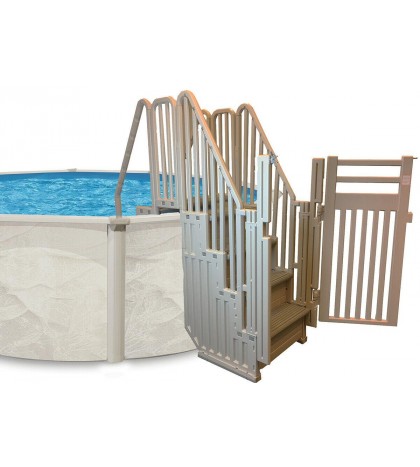 Confer Plastics Above Ground Gray Swimming Pool System w/ Steps & Closure Kit