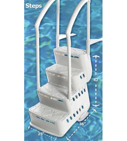 Innovaplas Biltmor In-Pool Aboveground Pool Step w/Handrail, Deck Mounts & Light