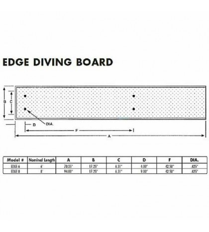 Inter-Fab EDGE8WW Edge AquaBoard 4-hole Diving Board 8' White