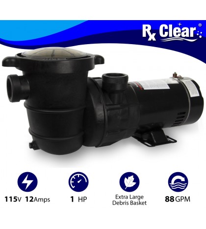 Rx Clear Above Ground 1 HP  Speed Pump For Swimming Pool w/ Cord