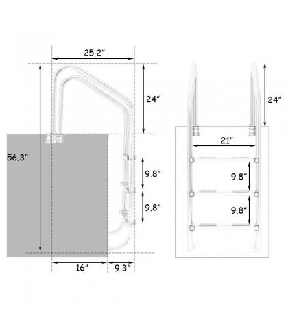 3 pasos Acero inoxidableEn el suelo Nadando Escalera de piscina  swimmers