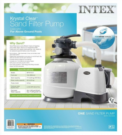 Intex Krystal Clear 2800 GPH Above Ground Swimming Pool Sand Filter Pump 26647EG