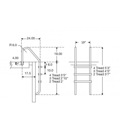 S.R. Smith VLLS-104E 4-Step Stainless Steel Pool Ladder
