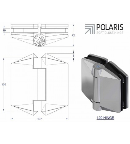 Polaris Soft Close Hydraulic Hinge - 1 Pair, Self Closing Pool Fence Glass Gate