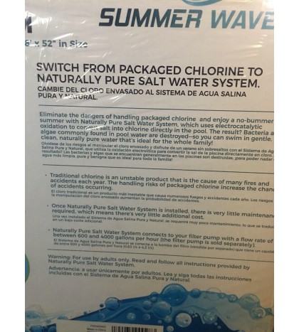Summer Waves Naturally Pure Salt Water System For Above Ground Pools
