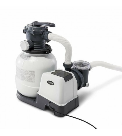 Intex 2100 GPH Above Ground Pool Sand Filter Pump w/ Automatic Pool Vacuum