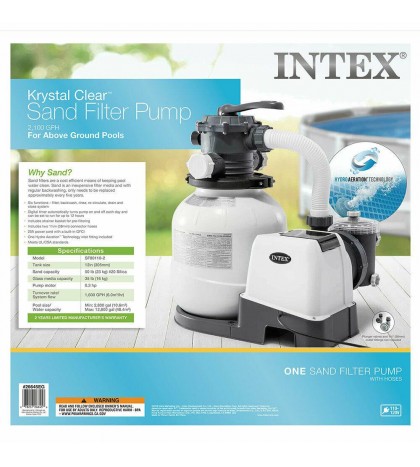 Intex 2100 GPH Above Ground Pool Sand Filter Pump w/ Automatic Pool Vacuum