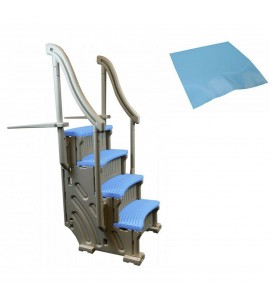 Confer Curve Above Ground Swimming Pool Steps with Blue Treads