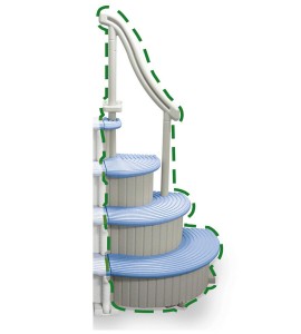 Confer Plastics CCXAG-B Blue Curve Above Ground Corner Add-On Swimming Pool Step