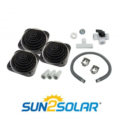 3 PACK Sun2Solar Deluxe Above Ground Swimming Pool Solar Heater w/ Bypass Valve