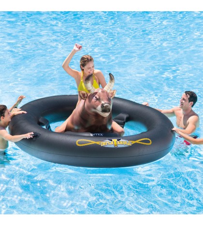 Intex Inflatable Pool Water Slide, Red & Intex Inflatabull Bull-Riding Float