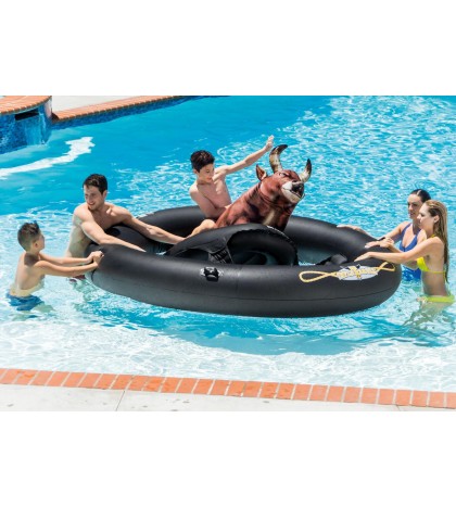 Intex Inflatable Pool Water Slide, Red & Intex Inflatabull Bull-Riding Float