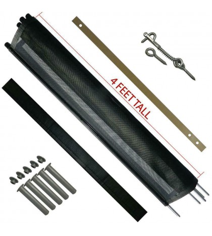 4 Ft. H X 12 Ft. W Pool Fence Diy Section In Black With 5 Poles Featuring A Stee