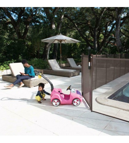 4 Ft. H X 12 Ft. W Pool Fence Diy Section In Black With 5 Poles Featuring A Stee