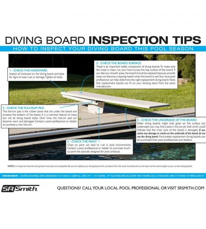 S.R.Smith 68-207-73620G Flyte-Deck II Gray Stand Gray TrueTread Diving Board 6'