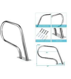 Swimming Pool Hand Rail Premium Stainless Steel Rust-Resistant with Base Plate