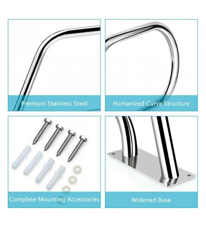 Swimming Pool Hand Rail Premium Stainless Steel Rust-Resistant with Base Plate