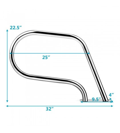 Swimming Pool Hand Rail Premium Stainless Steel Rust-Resistant with Base Plate