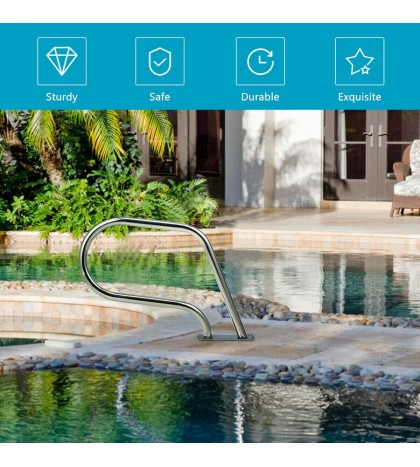 Swimming Pool Hand Rail Premium Stainless Steel Rust-Resistant with Base Plate