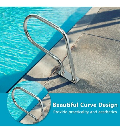 Swimming Pool Hand Rail Premium Stainless Steel Rust-Resistant with Base Plate