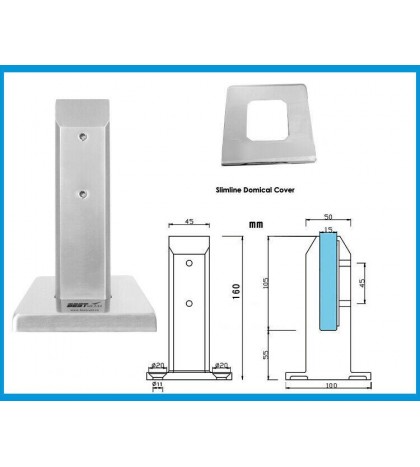 6X Satin Polish Duplex 2205 Stainless Steel Square Glass Pool Fencing Spigot