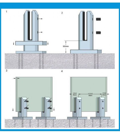 6X Satin Polish Duplex 2205 Stainless Steel Square Glass Pool Fencing Spigot