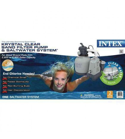Intex 28675EG 1500 GPH Saltwater System with Sand Filter Pump for Swimming Pool