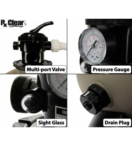 Rx Clear Radiant Above Ground Swimming Pool Sand Filter Systems (Various Sizes)