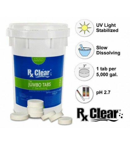 Rx Clear Swimming Pool 3 in. Dissolving Stabilized Chlorine Tablets 50 lbs.
