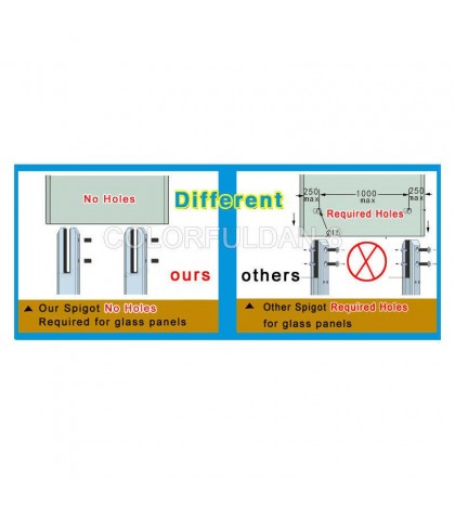 4PCS Duplex 2205 Square Core Drill Glass Bracket for Pool Fence Balustrade Clamp