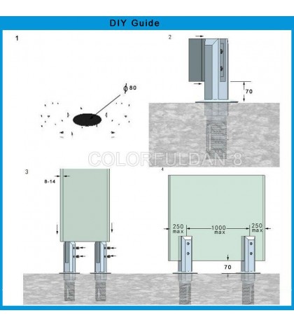 4PCS Duplex 2205 Square Core Drill Glass Bracket for Pool Fence Balustrade Clamp
