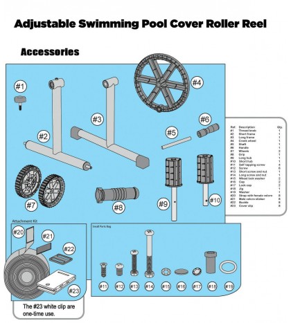 21 FT Long Swimming Pool Cover Reel  Aluminum Inground Solar Stainless Steel