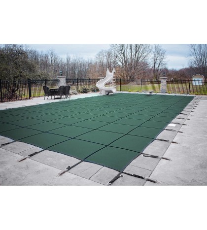 Loop Loc Green Mesh Rectangle Swimming Pool Safety Covers - (Choose Size)