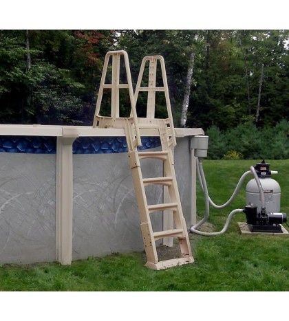 Vinyl Works Ne120T Premium Frame Above Ground Pool Ladder, Taupe