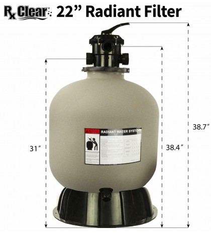 Rx Clear 73054 Radiant 22 Inch Above Ground Swimming Pool Sand Filter